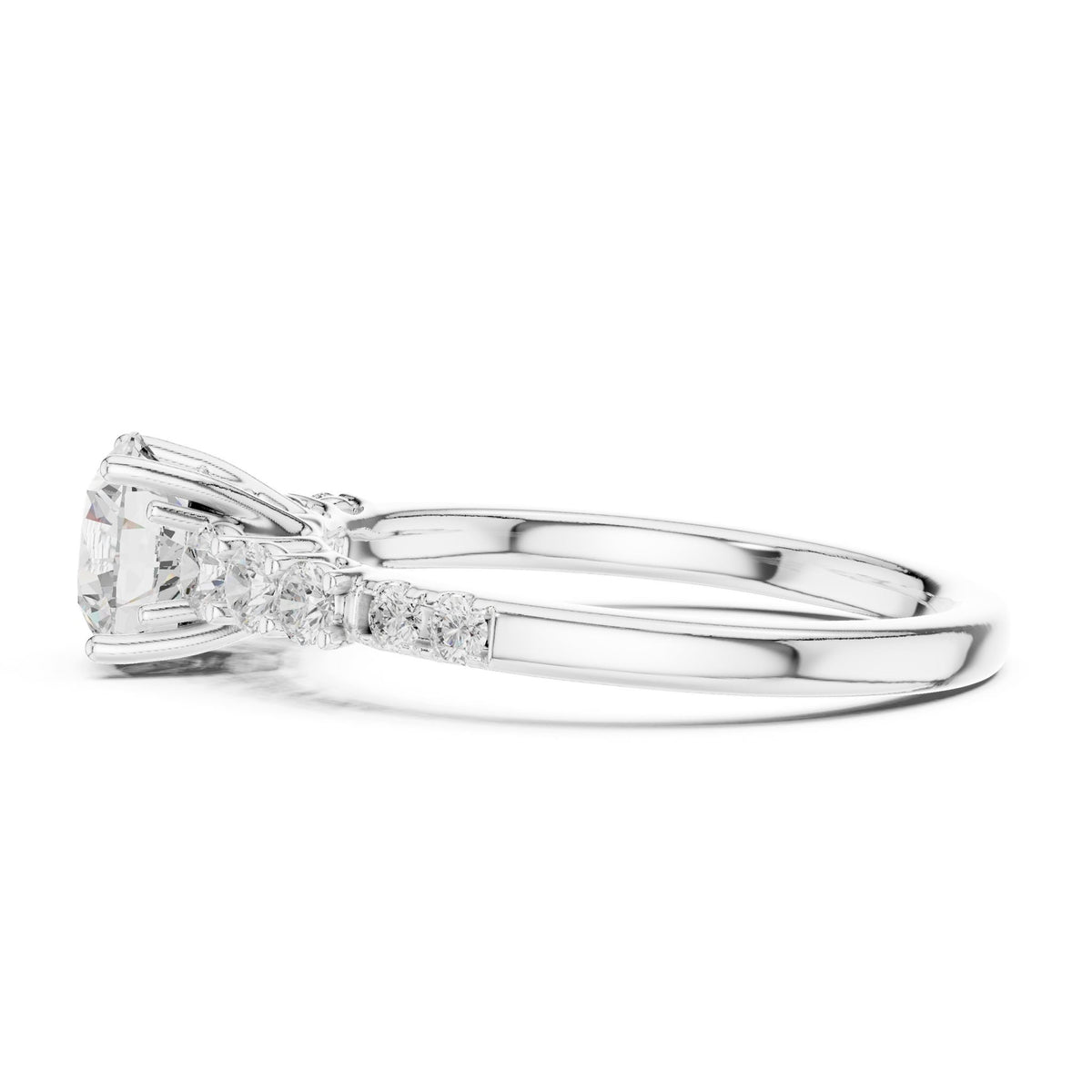 Round Accented Lab Grown Diamond Engagement Ring