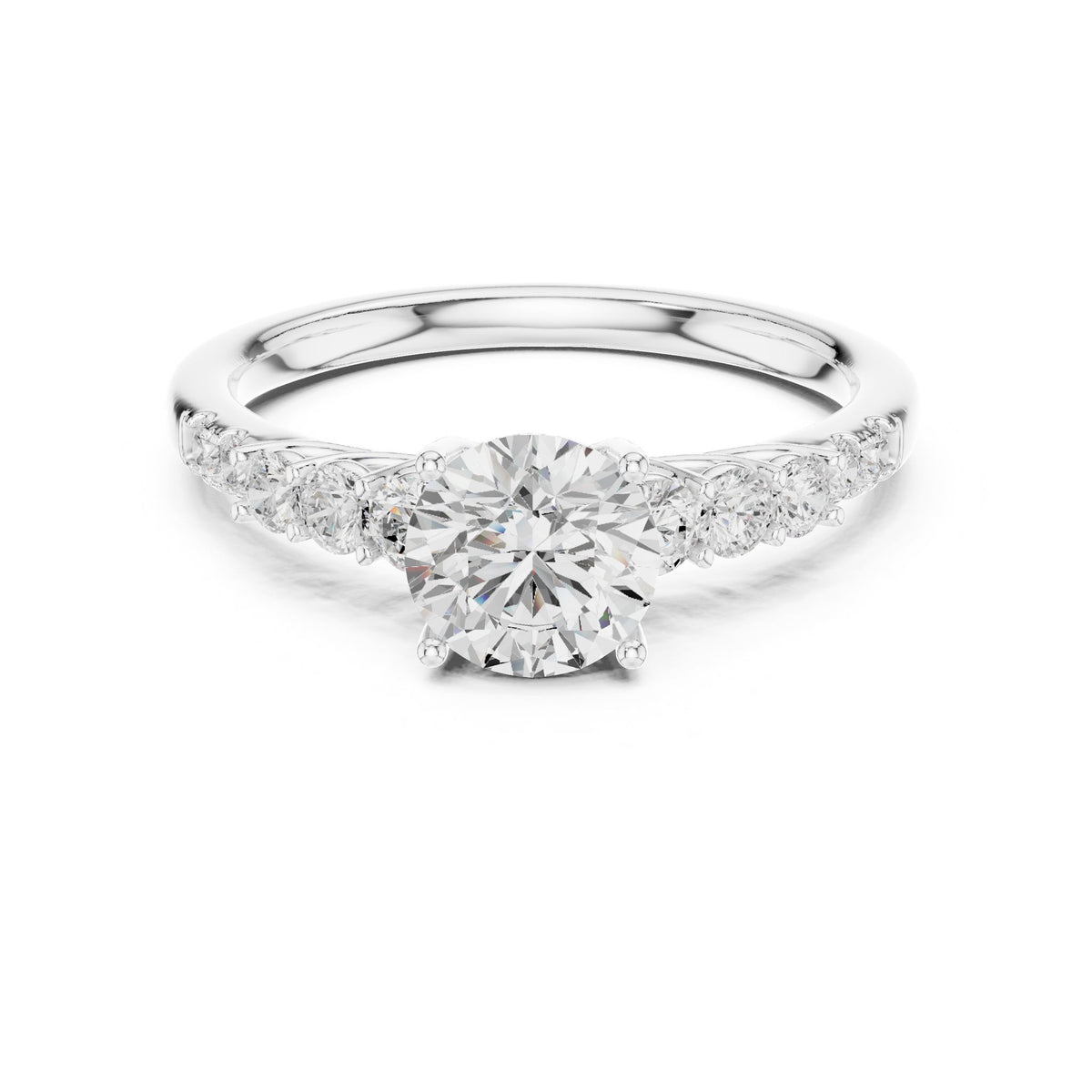 Round Accented Lab Grown Diamond Engagement Ring