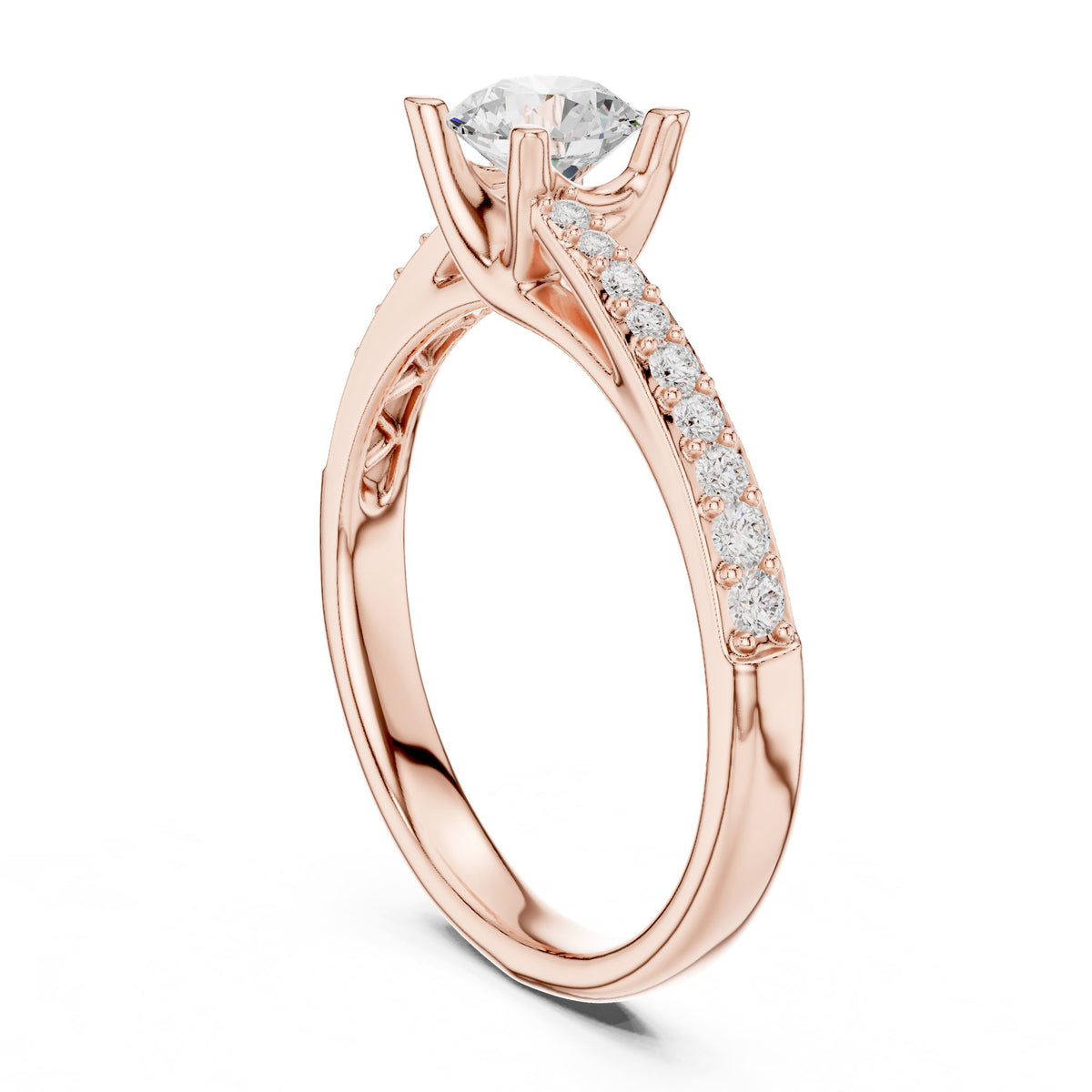 Round Accented Lab Grown Diamond Engagement Ring