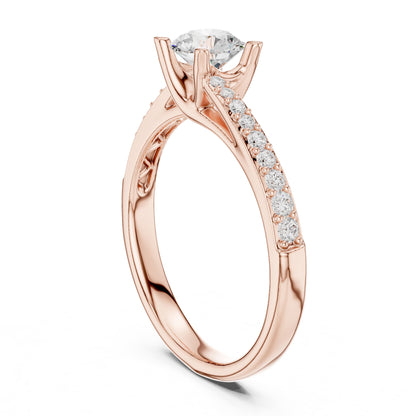Round Accented Lab Grown Diamond Engagement Ring
