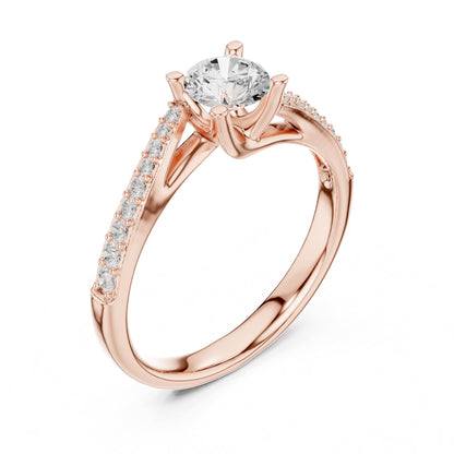 Round Accented Lab Grown Diamond Engagement Ring