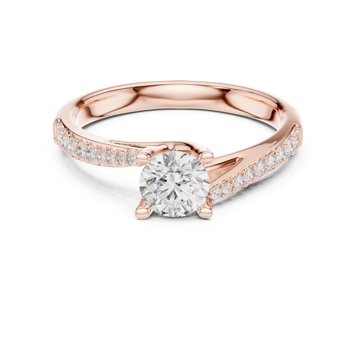 Round Accented Lab Grown Diamond Engagement Ring