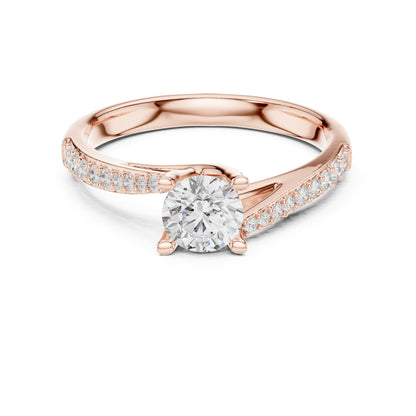 Round Accented Lab Grown Diamond Engagement Ring