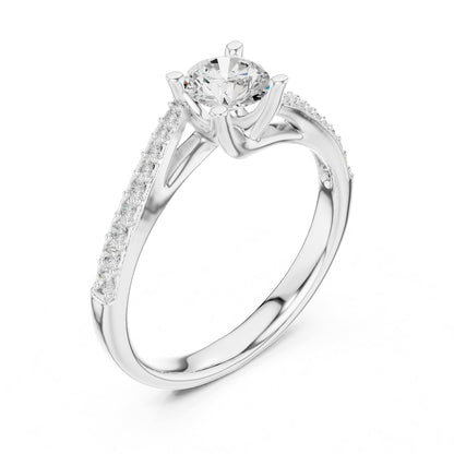 Round Accented Lab Grown Diamond Engagement Ring