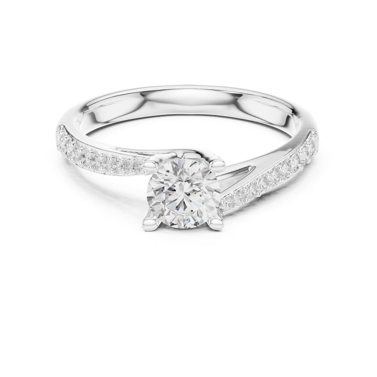 Round Accented Lab Grown Diamond Engagement Ring