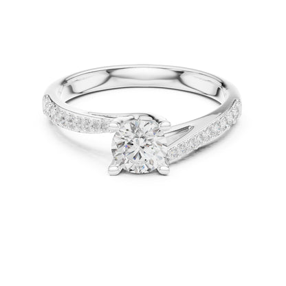 Round Accented Lab Grown Diamond Engagement Ring