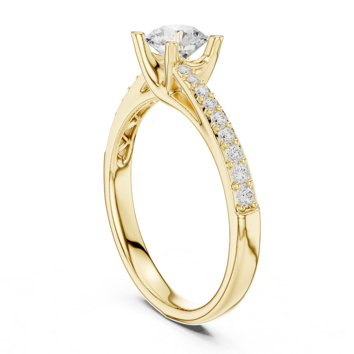 Round Accented Lab Grown Diamond Engagement Ring