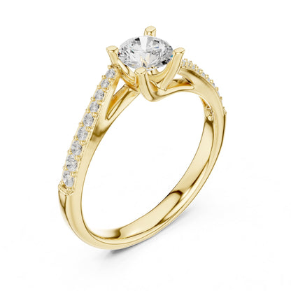 Round Accented Lab Grown Diamond Engagement Ring