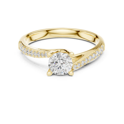 Round Accented Lab Grown Diamond Engagement Ring