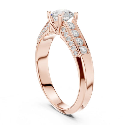 Round Accented Lab Grown Diamond Engagement Ring