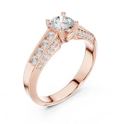 Round Accented Lab Grown Diamond Engagement Ring