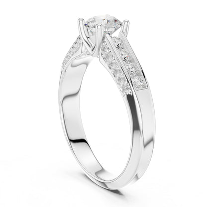 Round Accented Lab Grown Diamond Engagement Ring