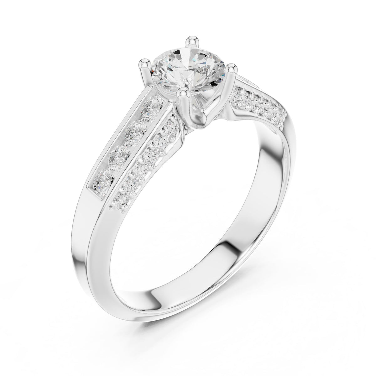 Round Accented Lab Grown Diamond Engagement Ring