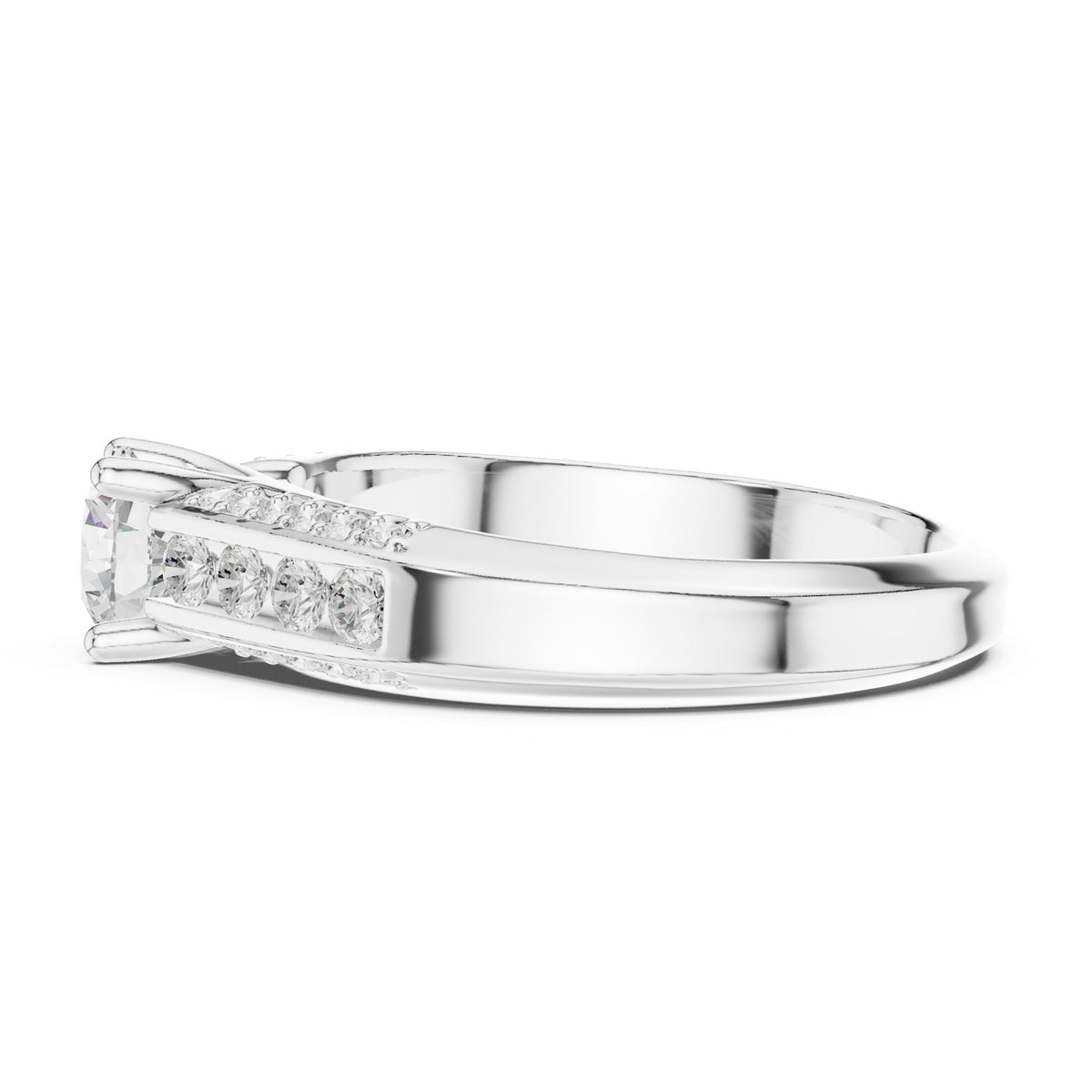 Round Accented Lab Grown Diamond Engagement Ring
