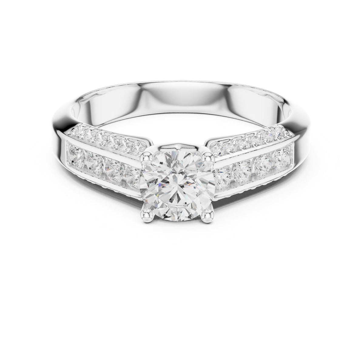 Round Accented Lab Grown Diamond Engagement Ring
