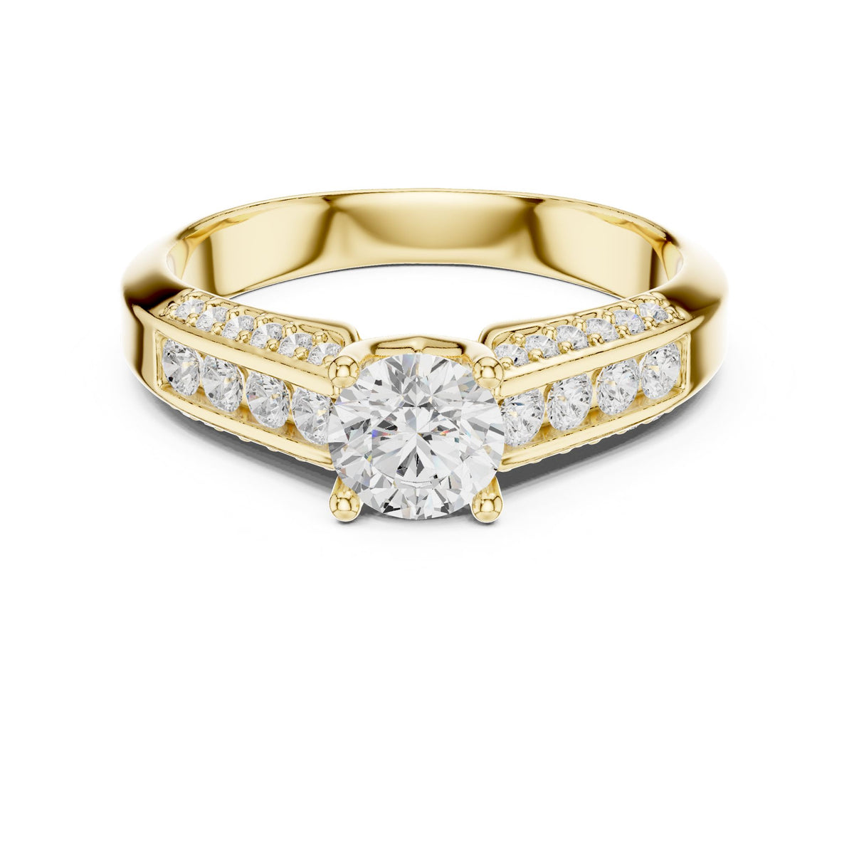 Round Accented Lab Grown Diamond Engagement Ring