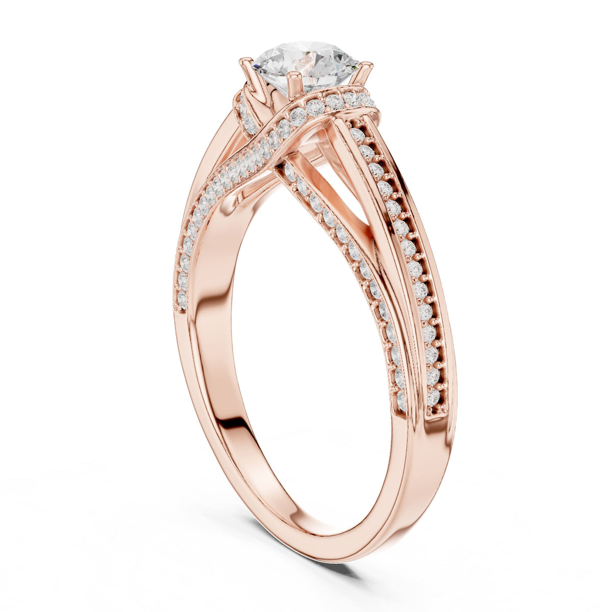 Round Accented Lab Grown Diamond Engagement Ring