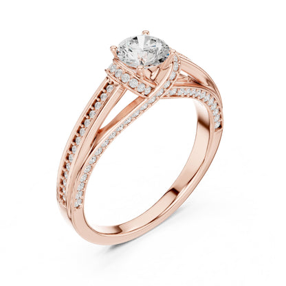 Round Accented Lab Grown Diamond Engagement Ring