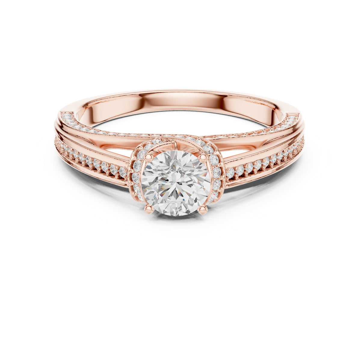 Round Accented Lab Grown Diamond Engagement Ring