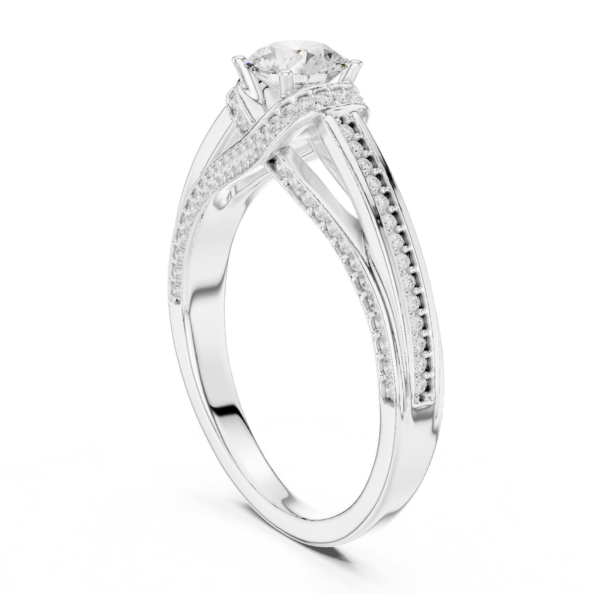 Round Accented Lab Grown Diamond Engagement Ring