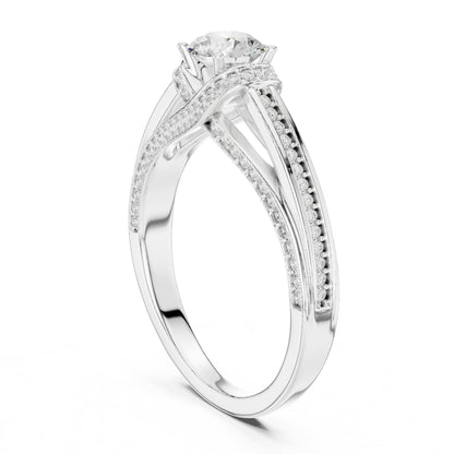 Round Accented Lab Grown Diamond Engagement Ring