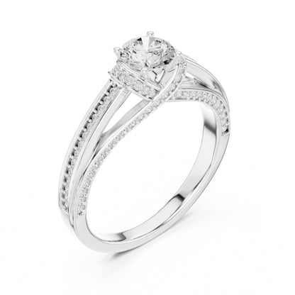 Round Accented Lab Grown Diamond Engagement Ring