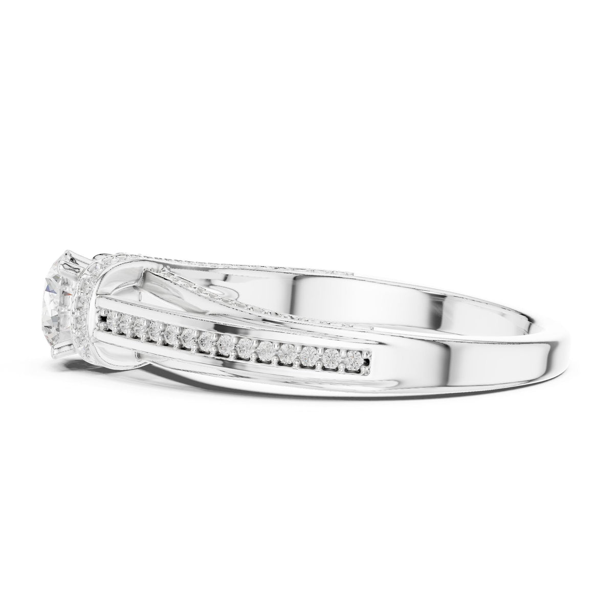 Round Accented Lab Grown Diamond Engagement Ring