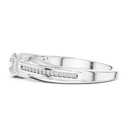 Round Accented Lab Grown Diamond Engagement Ring