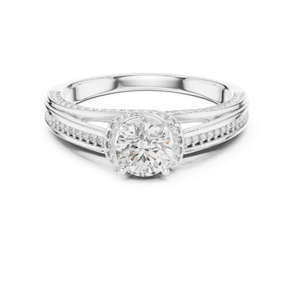 Round Accented Lab Grown Diamond Engagement Ring