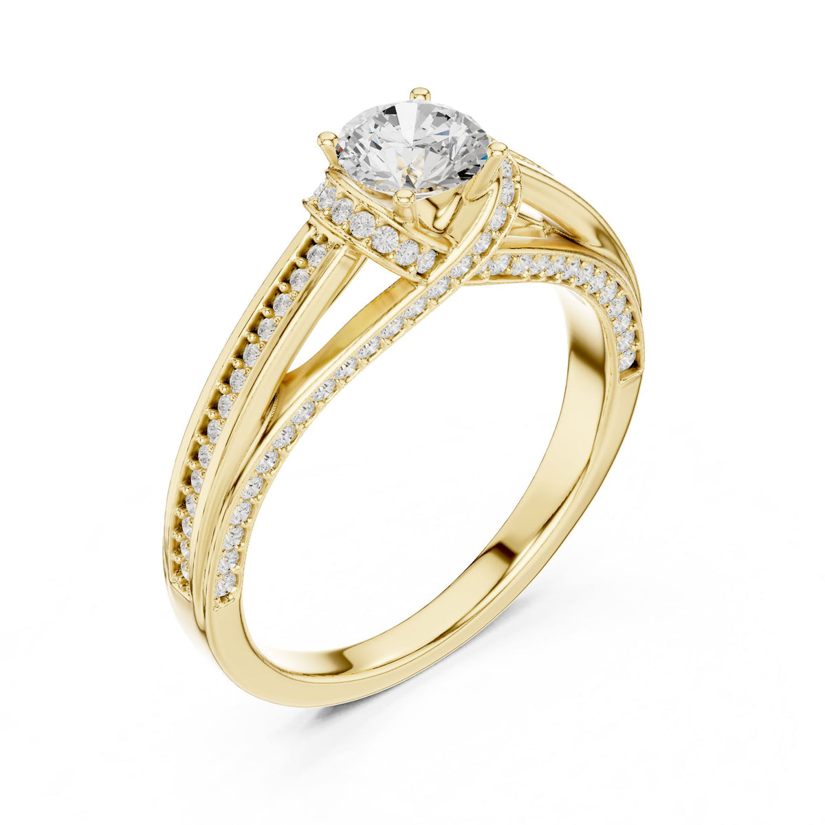 Round Accented Lab Grown Diamond Engagement Ring