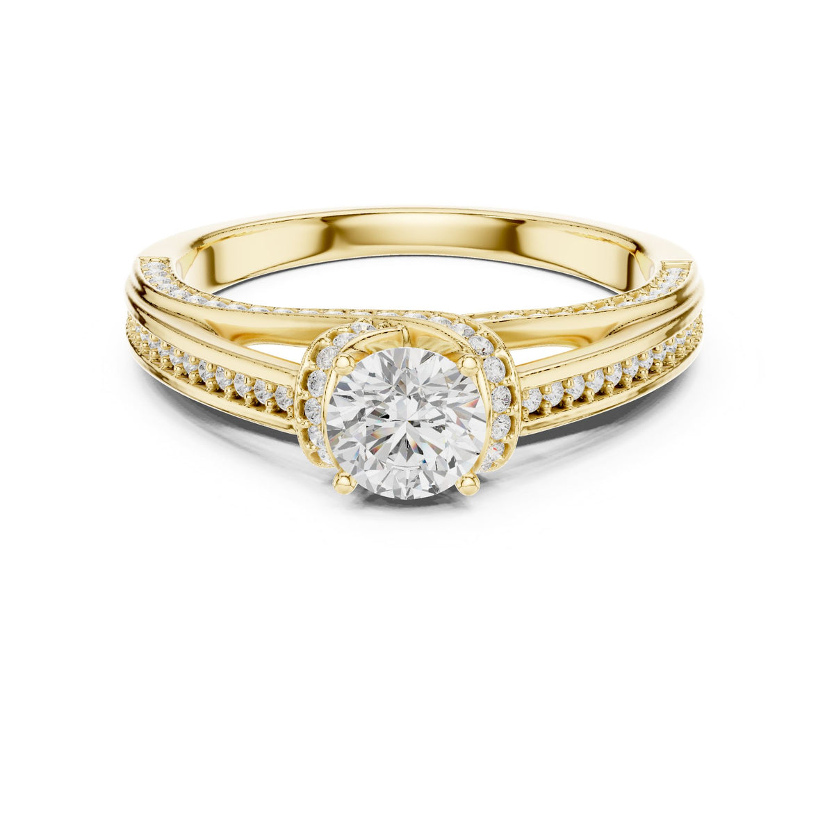 Round Accented Lab Grown Diamond Engagement Ring
