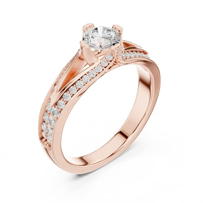 Round Accented Lab Grown Diamond Engagement Ring