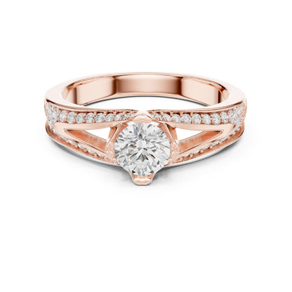 Round Accented Lab Grown Diamond Engagement Ring