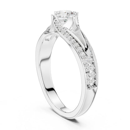 Round Accented Lab Grown Diamond Engagement Ring