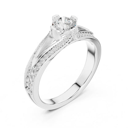 Round Accented Lab Grown Diamond Engagement Ring