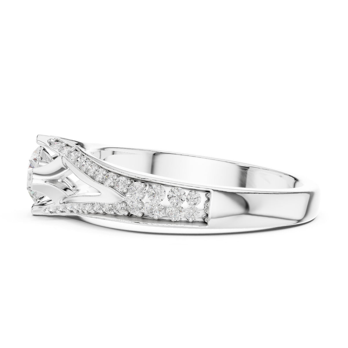 Round Accented Lab Grown Diamond Engagement Ring