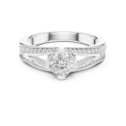 Round Accented Lab Grown Diamond Engagement Ring