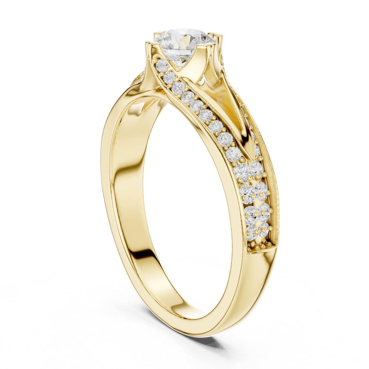 Round Accented Lab Grown Diamond Engagement Ring