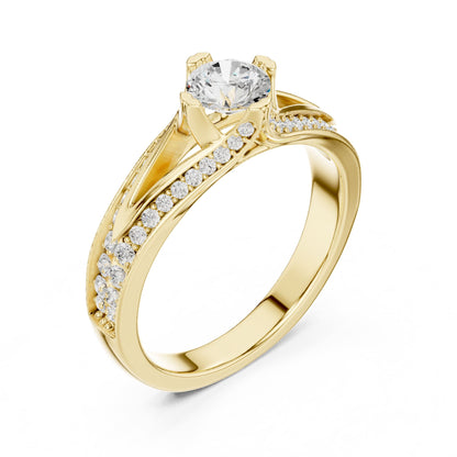 Round Accented Lab Grown Diamond Engagement Ring