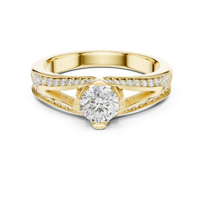 Round Accented Lab Grown Diamond Engagement Ring