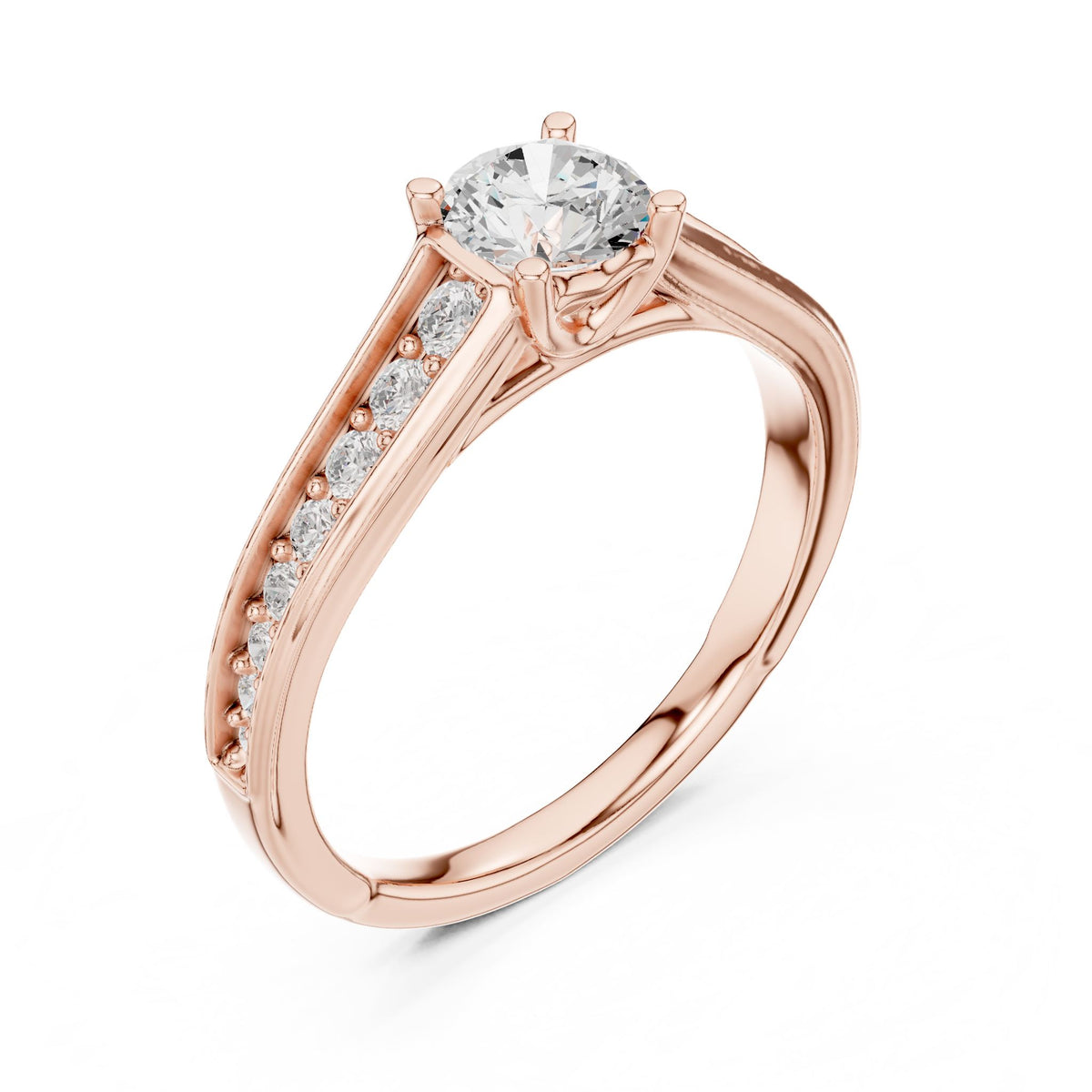 Round Accented Lab Grown Diamond Engagement Ring