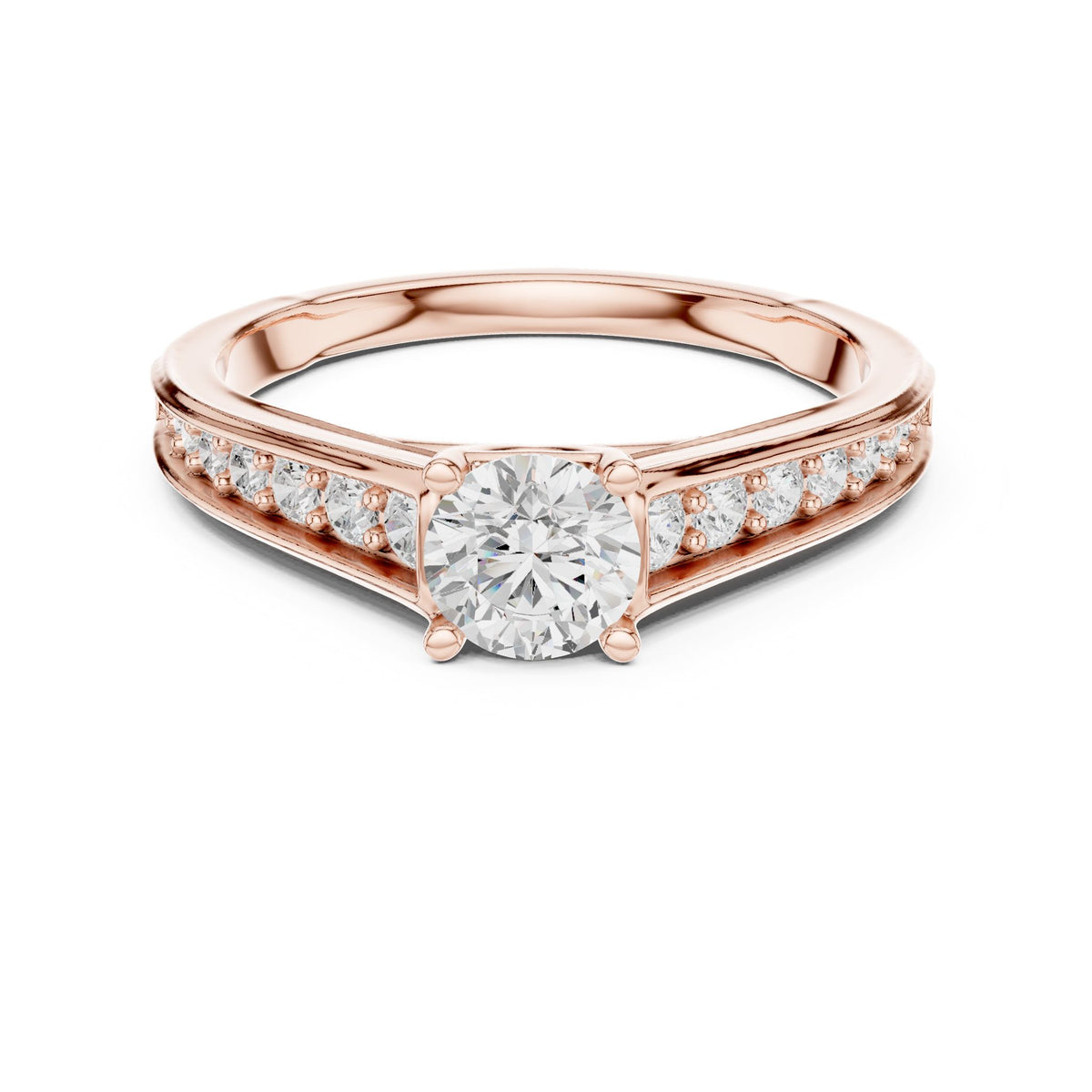 Round Accented Lab Grown Diamond Engagement Ring