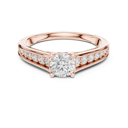 Round Accented Lab Grown Diamond Engagement Ring
