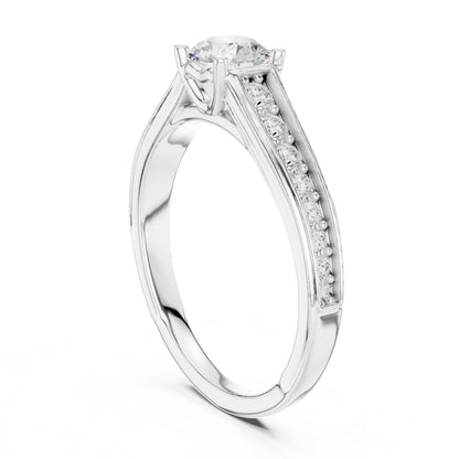 Round Accented Lab Grown Diamond Engagement Ring
