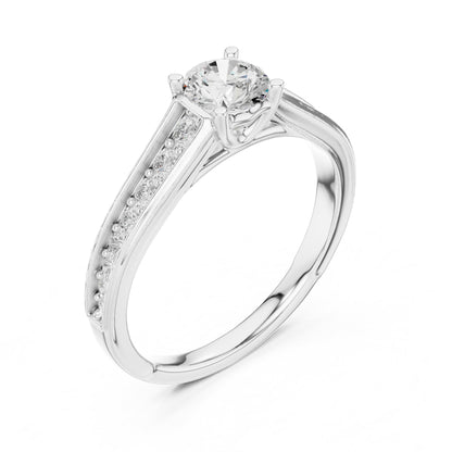 Round Accented Lab Grown Diamond Engagement Ring