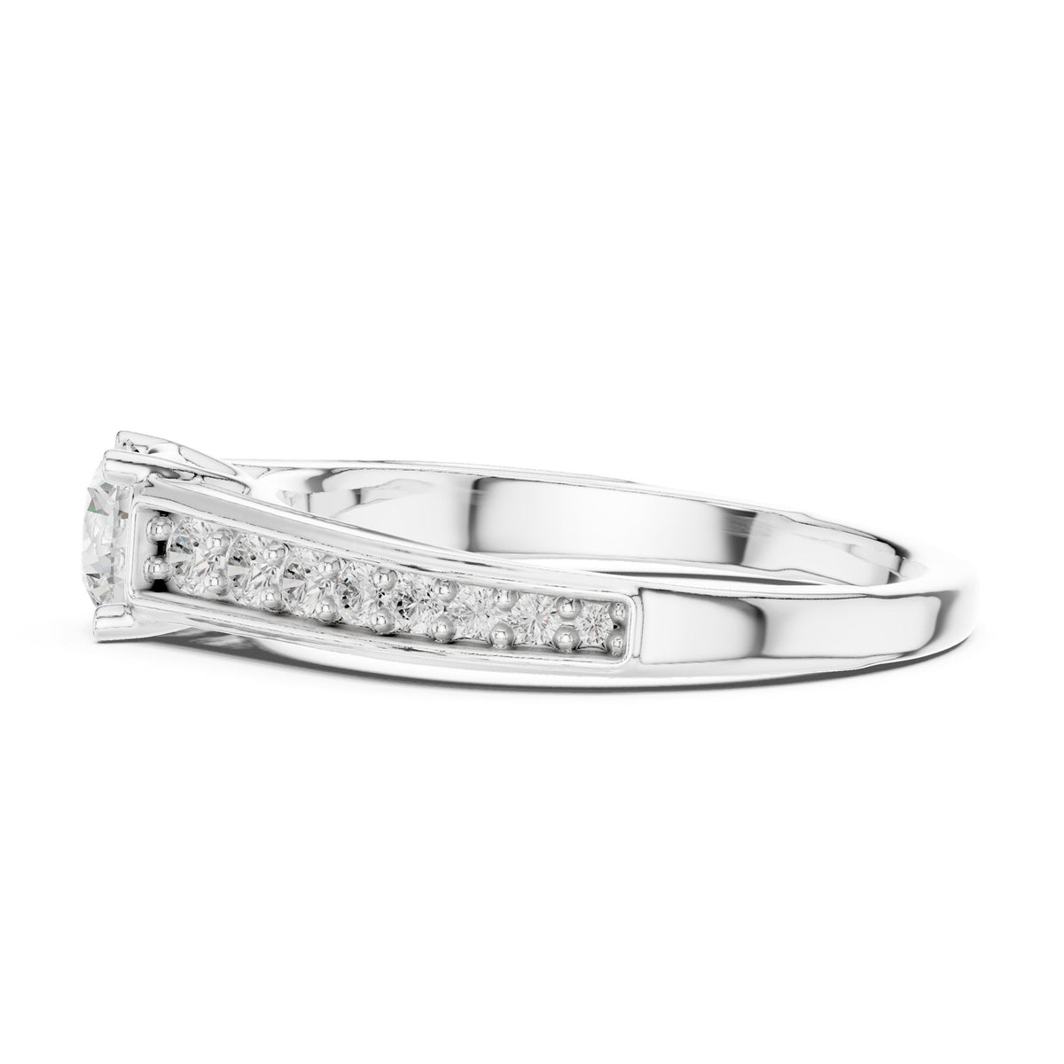 Round Accented Lab Grown Diamond Engagement Ring