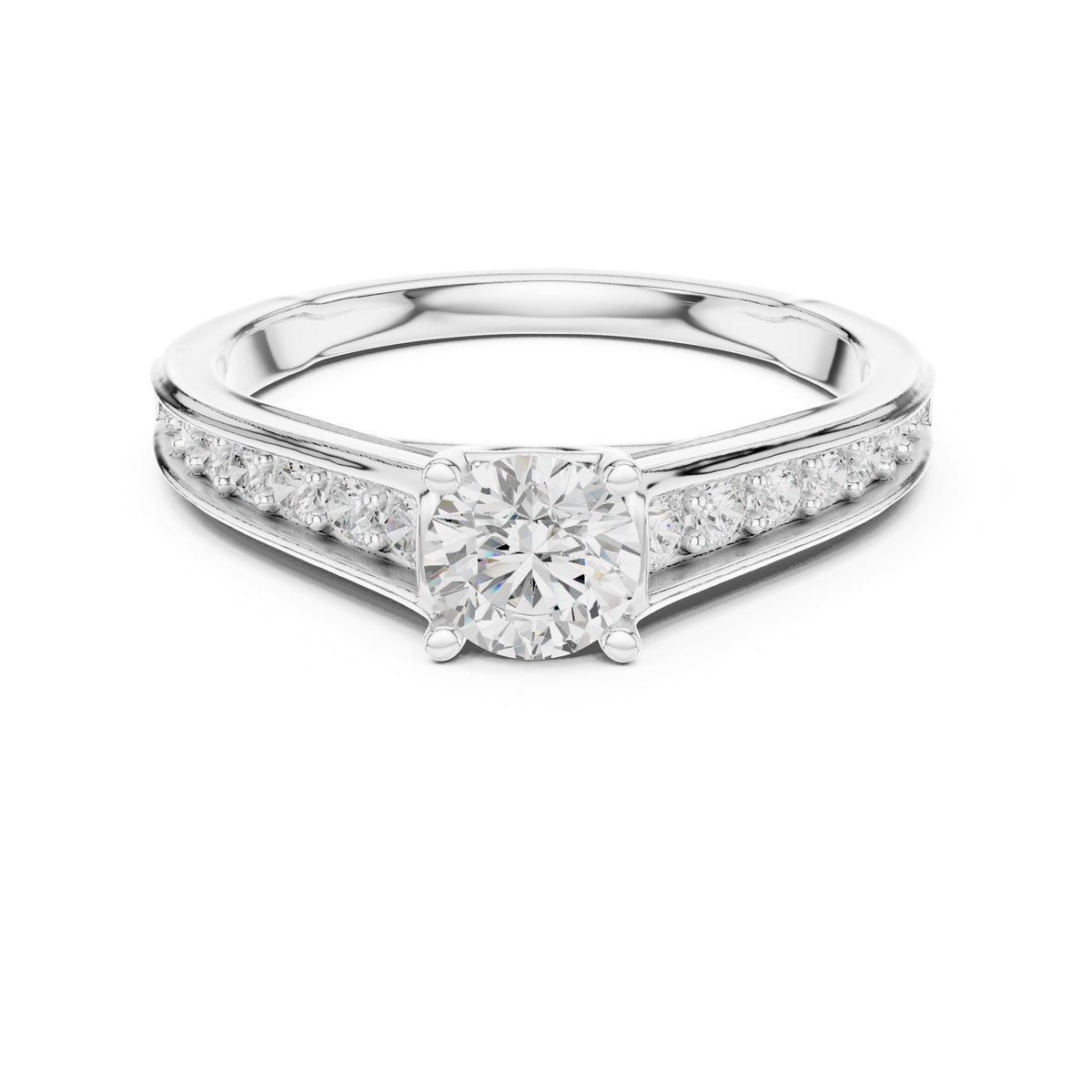 Round Accented Lab Grown Diamond Engagement Ring