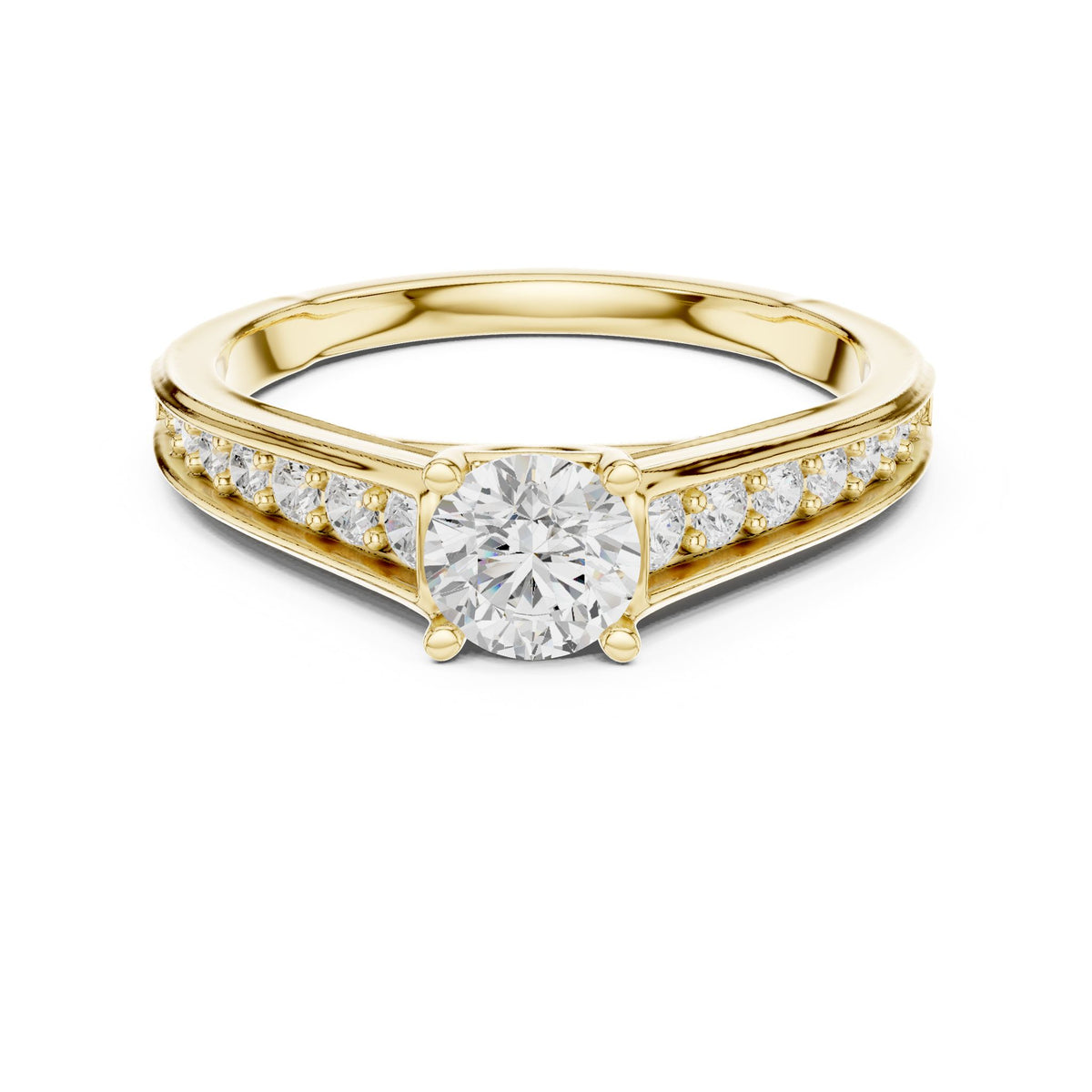 Round Accented Lab Grown Diamond Engagement Ring