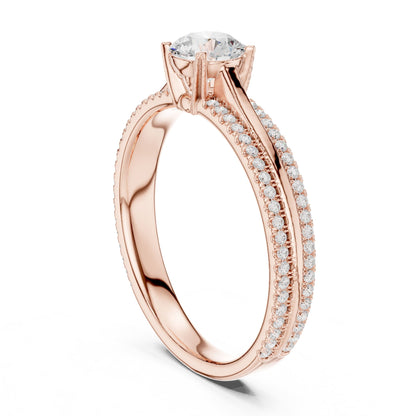 Round Accented Lab Grown Diamond Engagement Ring
