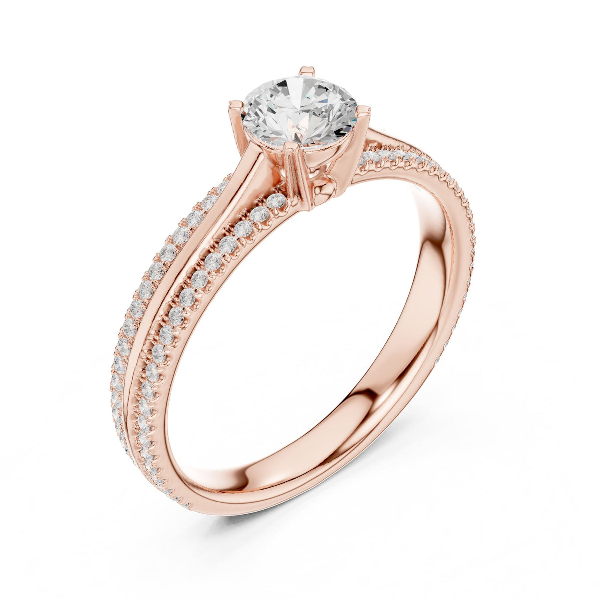 Round Accented Lab Grown Diamond Engagement Ring
